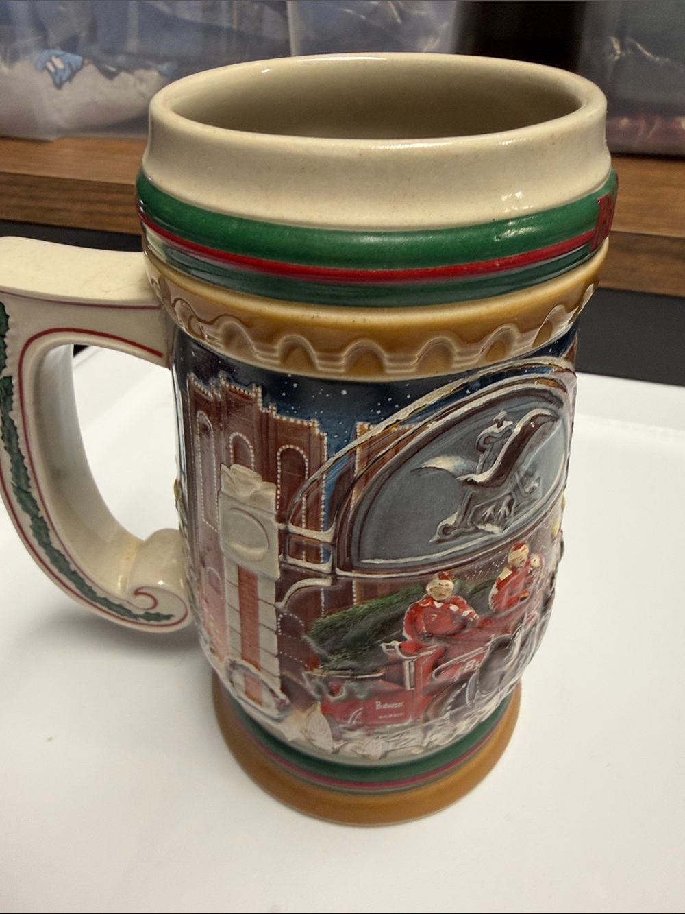 Home for the holidays 1997 Budweiser holiday Stein Budweiser horses 3-D